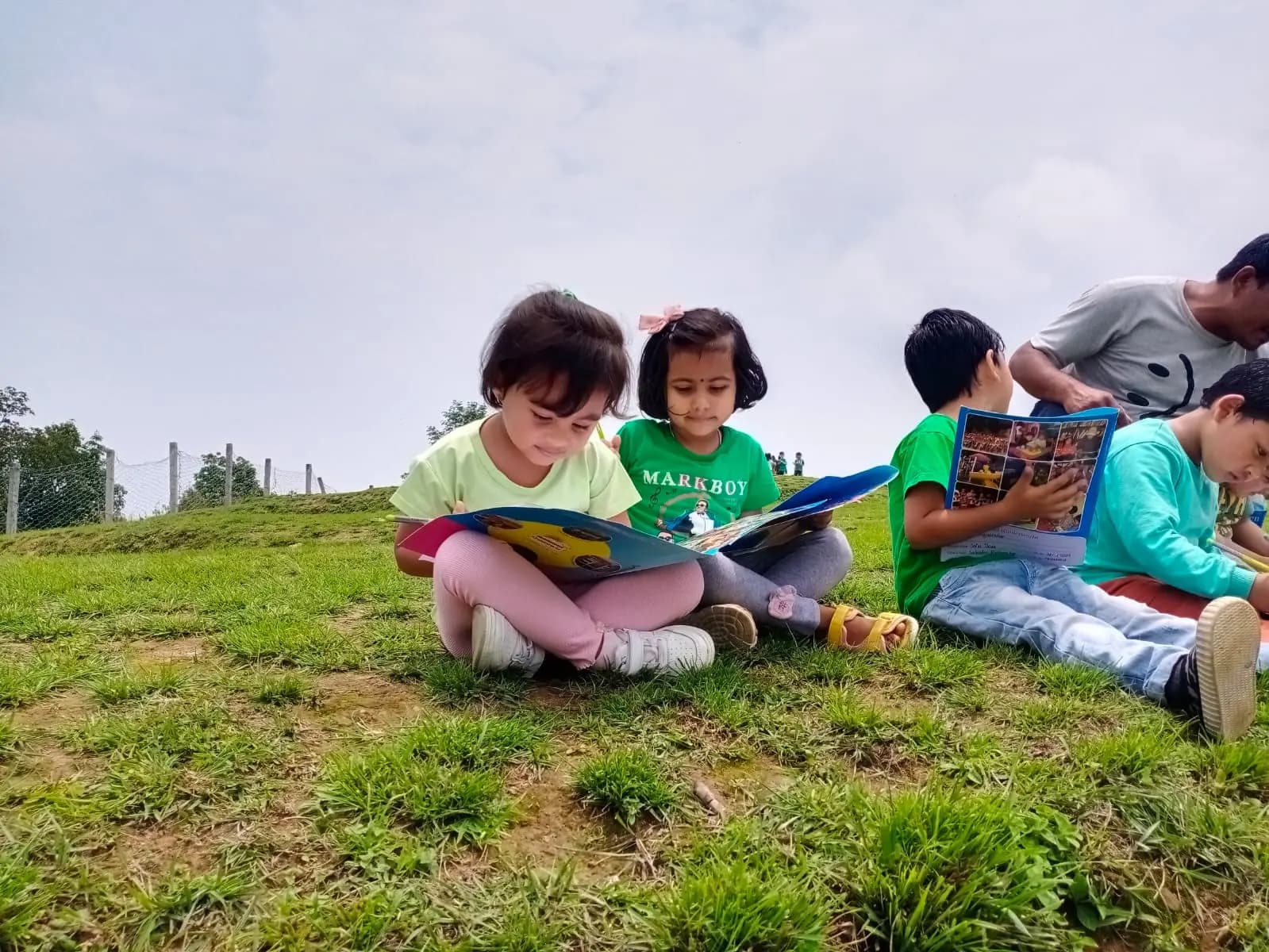 A class learning in the garden