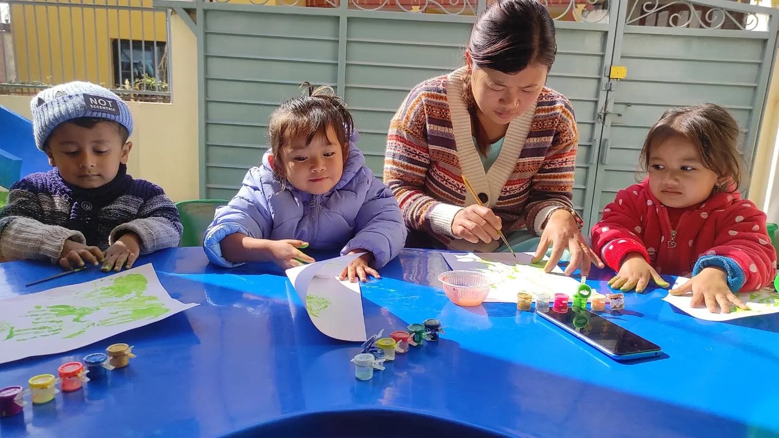 A child absorbed in hands-on work