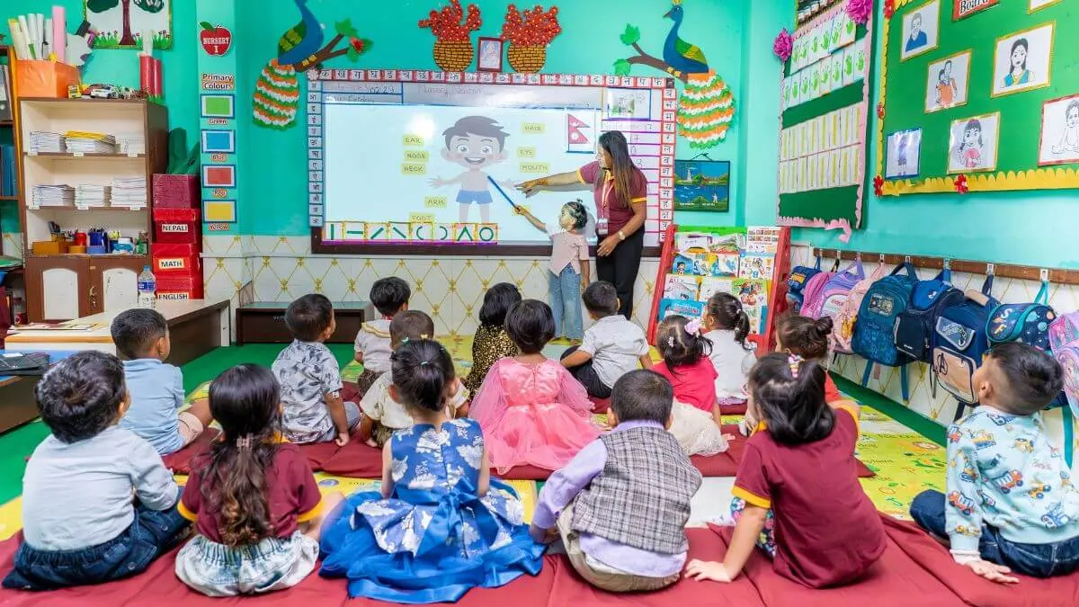 A Montessori classroom with low shelves